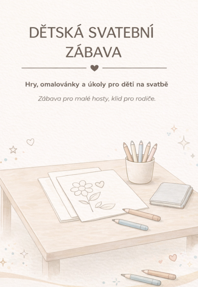 DETSKA SVATEBNI ZABAVA Podtitul Hry, omalovanky a ukoly pro deti na svatbe Dole malym pismem Zabava pro male hosty, klid pro rodice.